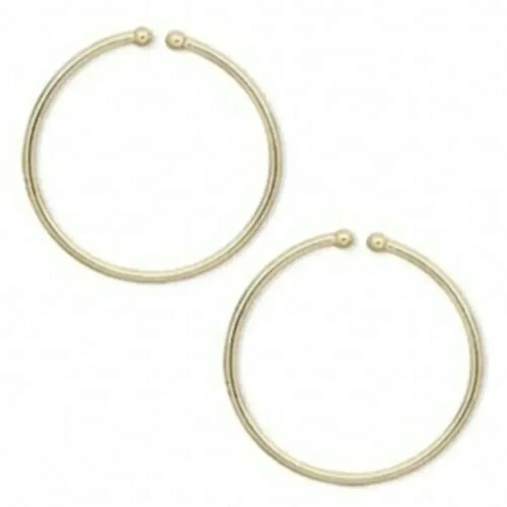 Clip On Hoop Earrings 14K Gold Plated Sleek Pierced Look 25mm 1" Diameter Dangle